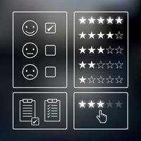 Consumer rating icons set. White on a black icons vector