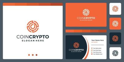 Crypto coin logo template with initial letter d. Vector Digital Money icon, Block chain, financial symbol.