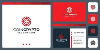 Crypto coin logo template with initial letter C. Vector Digital Money icon, Block chain, financial symbol.
