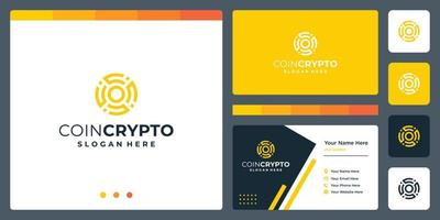 Crypto coin logo template with initial letter o. Vector Digital Money icon, Block chain, financial symbol.