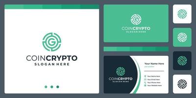 Coin crypto logo template with initial letter G. Digital Money icon Vector, Block chain, financial symbol. vector