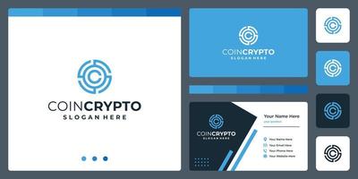 Crypto coin logo template with initial letter C. Vector Digital Money icon, Block chain, financial symbol.