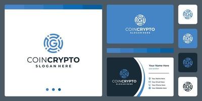 Coin crypto logo template with initial letter G. Digital Money icon Vector, Block chain, financial symbol. vector