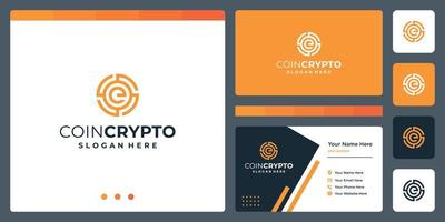 Crypto coin logo template with initial letter e. Vector Digital Money icon, Block chain, financial symbol.