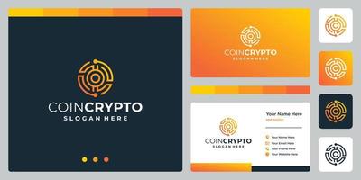 Crypto coin logo template with initial letter o. Vector Digital Money icon, Block chain, financial symbol.