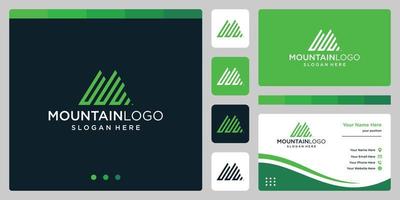 resumen creativo del logotipo de la montaña con diseño inicial del logotipo de la letra u. vector premium