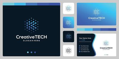 Inspiration logo initial letter K abstract with tech style and gradient color. Business card template vector