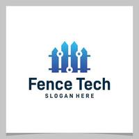 Inspiration logo design fence with tech logo. Premium vector