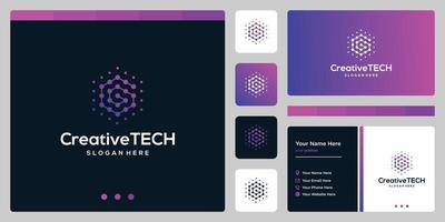Inspiration logo initial letter G abstract with tech style and gradient color. Business card template vector