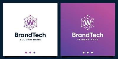 gradiente de logotipo abstracto de tecnología blockchain con logotipo de letra inicial. vector premium