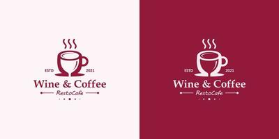 Simple minimalist retro vintage coffee shop logo and wine glass design vector template on isolated background.