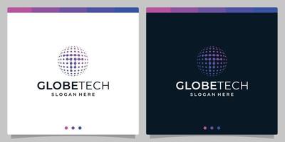 Inspiration logo initial letter T abstract with globe tech style and gradient color. Premium vector