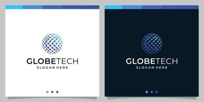 Inspiration logo initial letter S abstract with globe tech style and gradient color. Premium vector