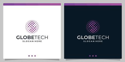 Inspiration logo initial letter S abstract with globe tech style and gradient color. Premium vector