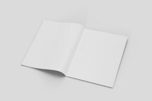 maqueta de revista blanca en álbum de mesa de hormigón o folleto 3d renderizado