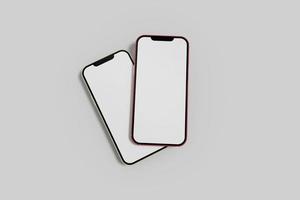 smartphone con pantallas en blanco para su diseño aislado sobre fondo blanco. foto
