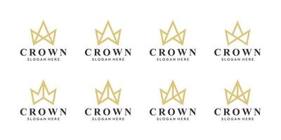 Plantilla de vector de diseño de logotipo abstracto de corona creativa geométrica vintage. logotipo de la corona de la vendimia icono del concepto del logotipo del símbolo del concepto de la reina del rey real.