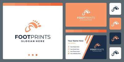 footprints abstract logo with initials letter s and business card design template. vector