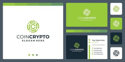 Crypto coin logo template with initial letter C. Vector Digital Money icon, Block chain, financial symbol.