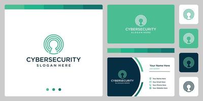 Simple logo of a safe protection with advanced technology system, security locked tech linear logo Premium Vector