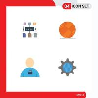 Set of 4 Modern UI Icons Symbols Signs for algorithm body document game padlock Editable Vector Design Elements