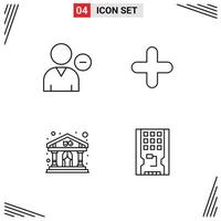 Universal Icon Symbols Group of 4 Modern Filledline Flat Colors of delete play profile new theater Editable Vector Design Elements