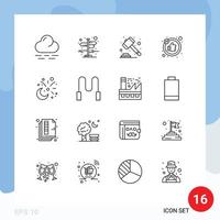 Pack of 16 creative Outlines of decoration cresent court moon likes Editable Vector Design Elements