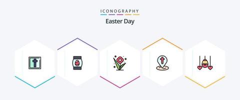 Easter 25 FilledLine icon pack including heart. pin. flower. easter. location vector