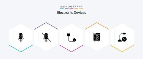 paquete de iconos de 25 glifos de dispositivos que incluye dispositivos. máquina. cable. equipo. grande vector