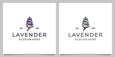 Set of lavender flower design vector templates. Logo in trendy linear style and full color.