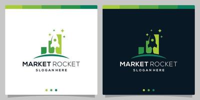 template vektor ikon logo roket dan logo investasi keuangan. vector premium