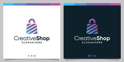 Template design logo shopping bag abstract. Premium vector