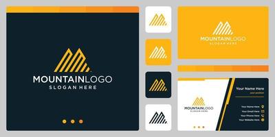 resumen creativo del logotipo de la montaña con diseño de logotipo de letra inicial n y m. vector premium