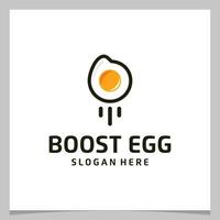 Inspiration logo design egg with launch or boost logo. Premium vector