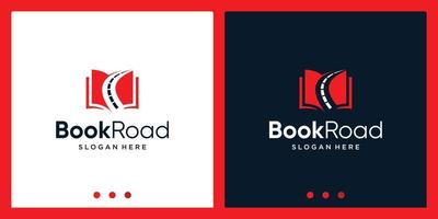 Open book logo design inspiration with street design logo. Premium Vector