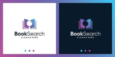 Open book logo design inspiration with magnifying glass design logo. Premium Vector