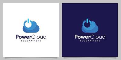 Cloud Technology logo design template with button power logo with gradient colors. Premium vector