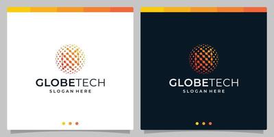 Inspiration logo initial letter N abstract with globe tech style and gradient color. Premium vector