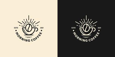 Coffee with sunrise. Coffee morning, coffee cafe logo illustration design template vector