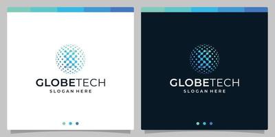 Inspiration logo initial letter S abstract with globe tech style and gradient color. Premium vector