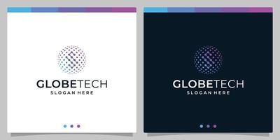 Inspiration logo initial letter S abstract with globe tech style and gradient color. Premium vector