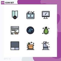 9 Creative Icons Modern Signs and Symbols of earth web monitor touch click Editable Vector Design Elements