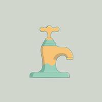 isolated minimalist metallic faucet vector