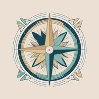 Compass wind rose in stylized and colored illustration vector