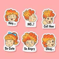 Action Chat Sticker Set vector