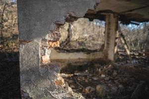 old ruined house, not suitable for living, fallen brick wall photo