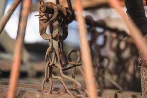 close-up of an old rusty chain for fastening various accessories in the household photo