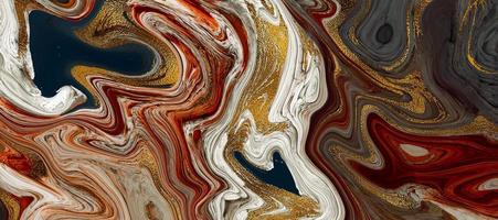 Marble pattern background material with luxurious atmosphere of red, blue, white and gold colors. Marble fluid art backdrop. Lava abstract texture photo