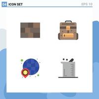 Mobile Interface Flat Icon Set of 4 Pictograms of firewall global briefcase travel world Editable Vector Design Elements