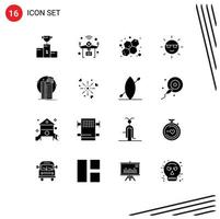 Group of 16 Solid Glyphs Signs and Symbols for power green things energy science Editable Vector Design Elements